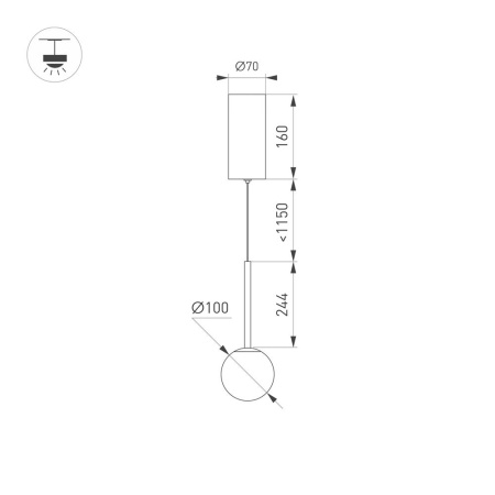 Светильник SP-BEADS-HANG-T-R100-8W Day4000 (BK-GD, 180 deg, 230V) (Arlight, IP20 Металл, 5 лет)