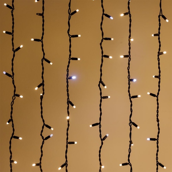 Светодиодная гирлянда ARD-CURTAIN-PRO-2000x3000-BLACK-760LED-FLASH WARM/WHITE (230V, 70W) (Ardecoled, IP65)
