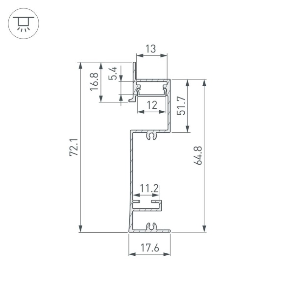 Профиль PLINTUS-H73-F-2000 WHITE (Arlight, Алюминий)