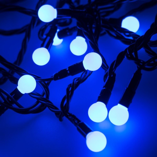 Светодиодная гирлянда ARD-BALL-CLASSIC-D13-20000-BLACK-200LED BLUE (230V, 14W) (Ardecoled, IP65)