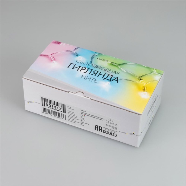 Светодиодная гирлянда ARD-STRING-CLASSIC-9000-CLEAR-60LED-LIVE RGB-SPI (12V, 40W) (Ardecoled, IP65)