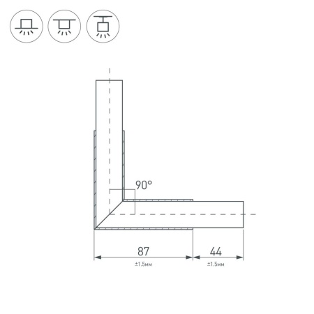 Угол PLS-LOCK-H25-L90 (с экраном MAT-L) (Arlight, Металл)