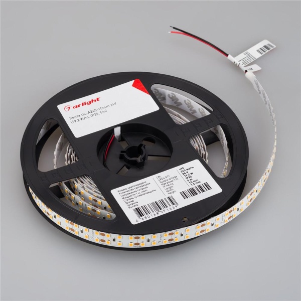 Светодиодная лента UL-A240-15mm 24V Warm2700 (19.2 W/m, IP20, 5m) (Arlight, 7 лет)