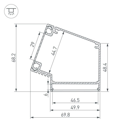 Профиль BOX73-A30-2000 ANOD (Arlight, Алюминий)