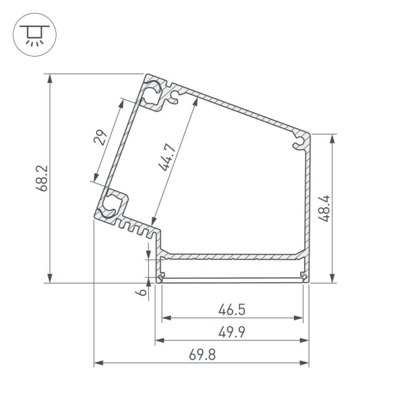 Профиль BOX73-A30-2000 ANOD (Arlight, Алюминий)