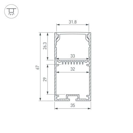 Профиль LINE-S-3667-3000 BLACK  (Arlight, Алюминий)