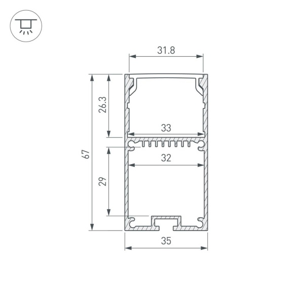 Профиль LINE-S-3667-3000 BLACK  (Arlight, Алюминий)