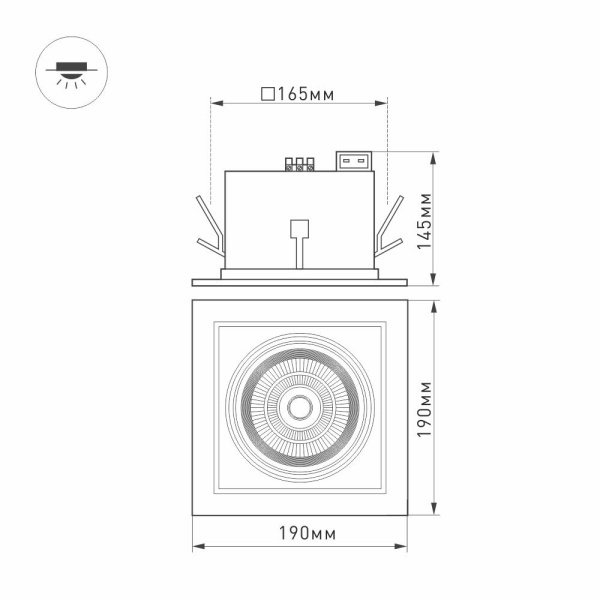Светильник CL-KARDAN-S190x190-25W Warm3000 (WH-BK, 30 deg) (Arlight, IP20 Металл, 3 года)