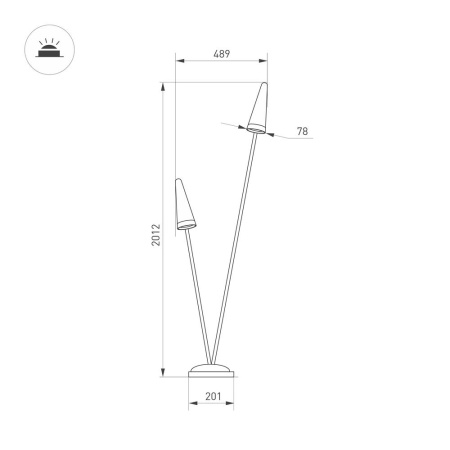 Светильник LGD-CONO-BOLL-H2000-2x7W Warm3000 (DG, 36 deg, 230V) (Arlight, IP65 Металл, 3 года)