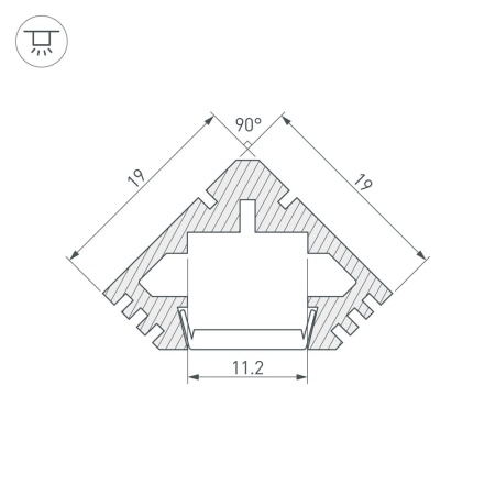 Профиль PDS45-T-2000 ANOD Black RAL9005 (Arlight, Алюминий)