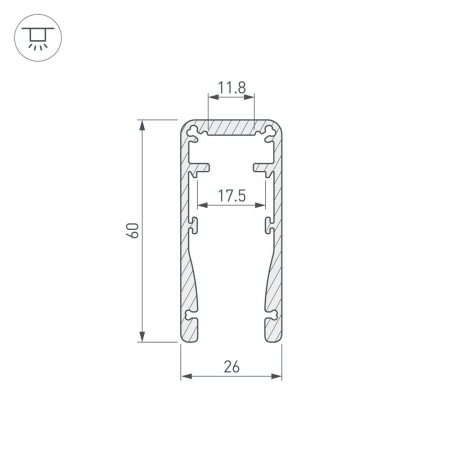 Профиль ALU-HANDRAIL-2000 FOR GLASS 17.5 (Arlight, Алюминий)