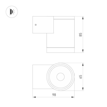 Светильник LGD-RAY-WALL-R65-9W Day4000 (GR, 23 deg, 230V) (Arlight, IP65 Металл, 3 года)