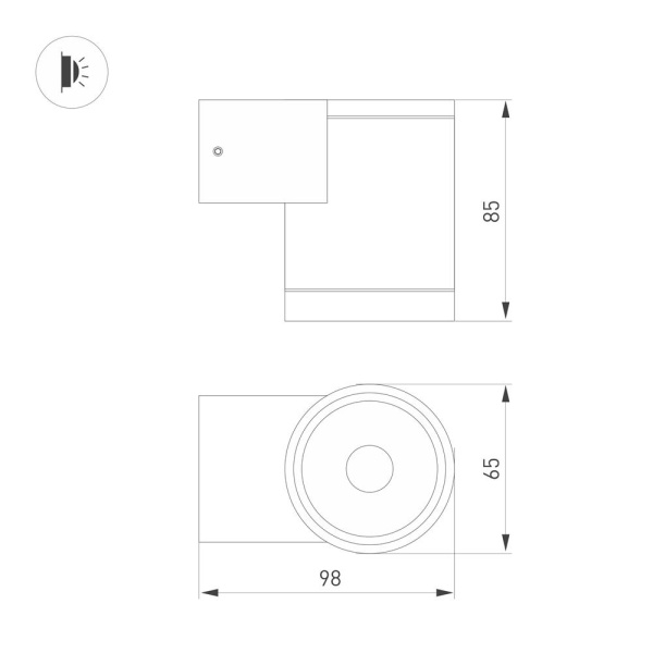 Светильник LGD-RAY-WALL-R65-9W Day4000 (GR, 23 deg, 230V) (Arlight, IP65 Металл, 3 года)