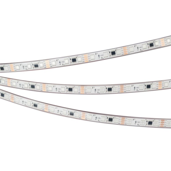 Светодиодная лента герметичная SPI-PFS-B60-12mm 12V RGB-PX3-BPT (12 W/m, IP68, 5060, 5m) (Arlight, бегущий огонь)