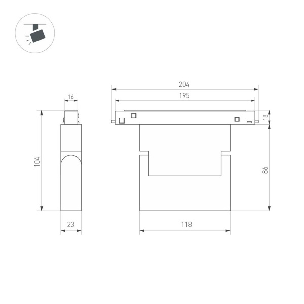 Светильник MAG-ORIENT-LASER-FOLD-S195-6W Warm3000 (WH, 30 deg, 48V, DALI) (Arlight, IP20 Металл, 5 лет)