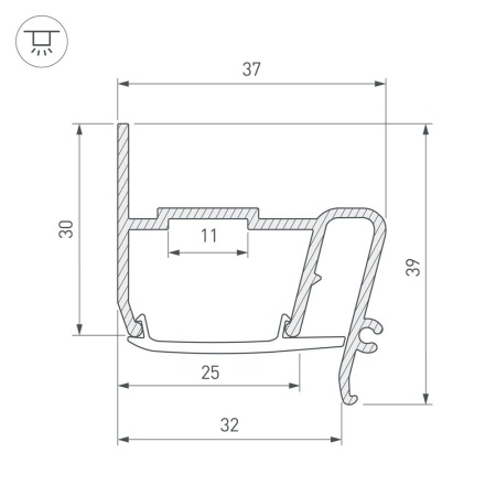 Профиль STRETCH-S-30-WALL-SIDE-2000 (STEP) (Arlight, Алюминий)