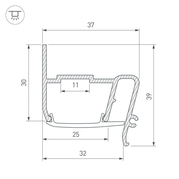 Профиль STRETCH-S-30-WALL-SIDE-2000 (STEP) (Arlight, Алюминий)