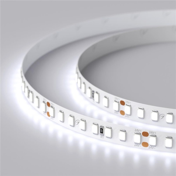 Светодиодная лента RT 2-5000 24V Cool 8K 2x (2835, 160 LED/m, LUX) (Arlight, 12 Вт/м, IP20)