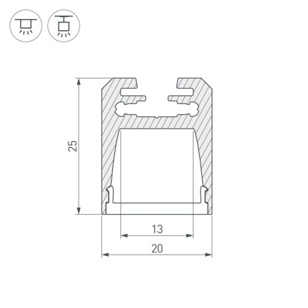 Профиль с экраном ALU-SWISS-20-2000 ANOD+FROST (Arlight, Алюминий)