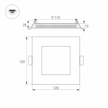Светильник DL-120x120M-9W Day White (Arlight, IP40 Металл, 3 года)