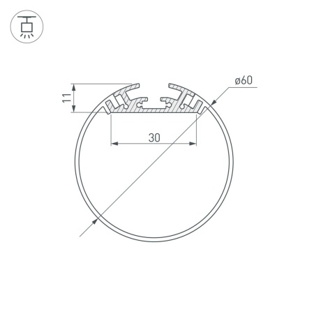 Профиль SL-ROUND-D60-2000 ANOD (Arlight, Алюминий)