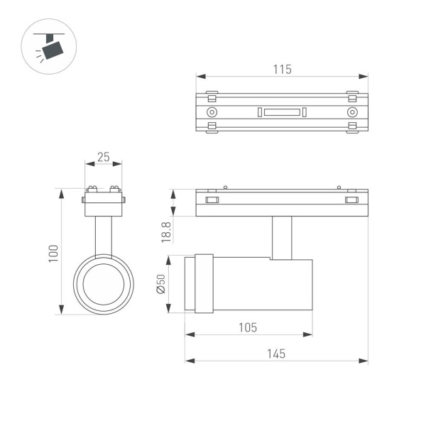 Светильник MAG-VIBE-SPOT-ZOOM-R47-10W Warm3000 (BK, 20-55 deg, 48V) (Arlight, IP20 Металл, 5 лет)