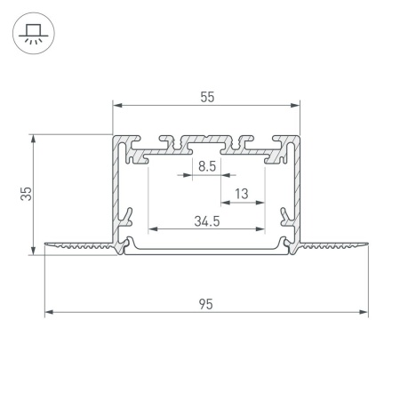 Профиль SL-LINIA55-FANTOM-2500 SEAMLESS ANOD (Arlight, Алюминий)