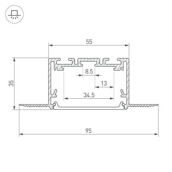 Профиль SL-LINIA55-FANTOM-2500 SEAMLESS ANOD (Arlight, Алюминий)