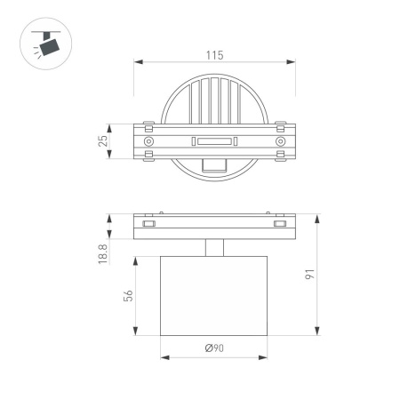 Светильник MAG-VIBE-RONDO-R90-10W Warm3000 (BK, 110 deg, 48V) (Arlight, IP20 Металл, 5 лет)