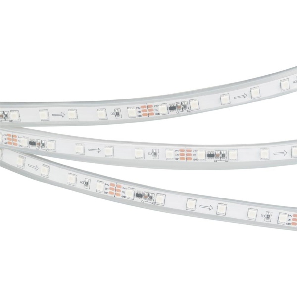 Светодиодная лента герметичная SPI-P-F72-11mm 24V RGB-PX6 (14.4 W/m, IP66, 3535, 5m) (Arlight, бегущий огонь)