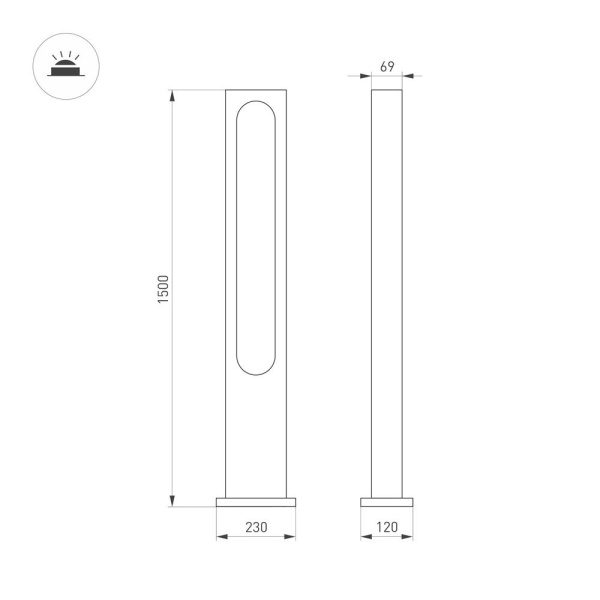 Светильник LGD-MUSE-BOLL-H1500-18W Warm3000 (DG, 328 deg, 230V) (Arlight, IP65 Металл, 3 года)