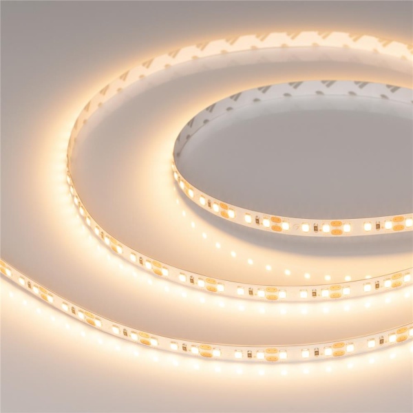 Светодиодная лента RT-A120-8mm 12V Warm2700 (9.6 W/m, IP20, 2835, 5m) (Arlight, Открытый)