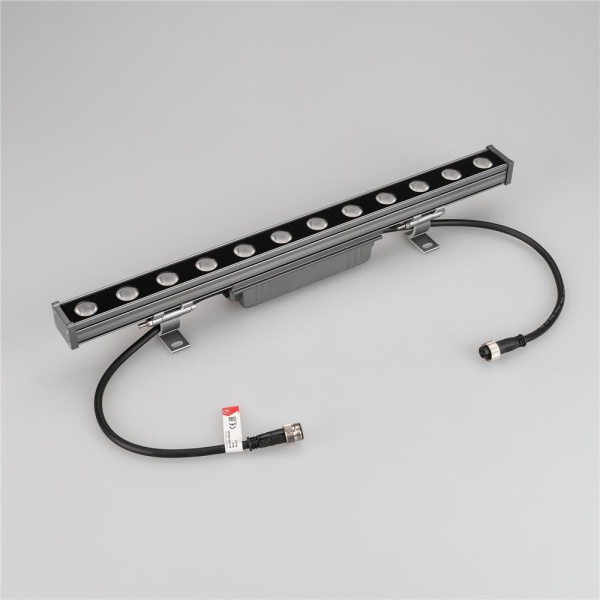 Линейный прожектор AR-LINE-500-12W Warm3000 (GR, 15 deg, 230V) (Arlight, IP65 Металл, 3 года)