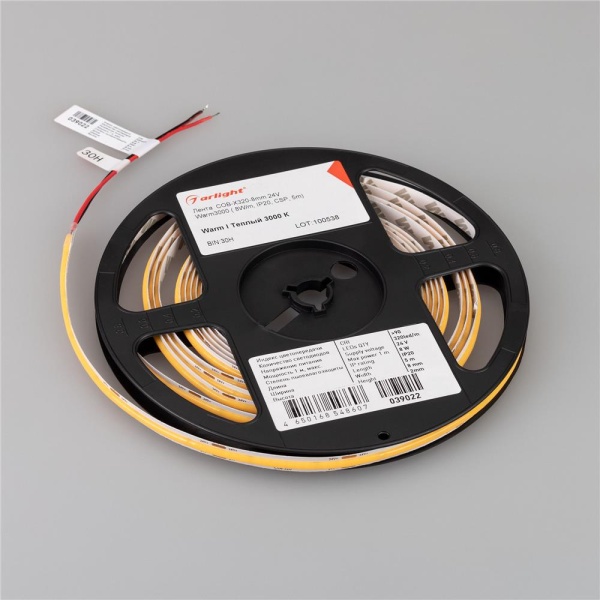 Светодиодная лента COB-X320-8mm 24V Warm3000(8 W/m, IP20, CSP, 5m) (Arlight, -)
