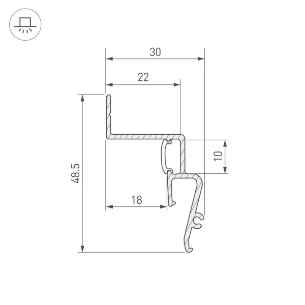 Профиль STRETCH-SHADOW-M-2000 WHITE (A2-CONTOUR-PRO) (Arlight, Алюминий)