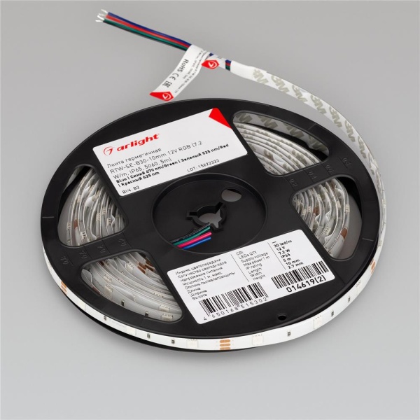 Светодиодная лента герметичная RTW-SE-B30-10mm 12V RGB (7.2 W/m, IP65, 5060, 5m) (Arlight, -)