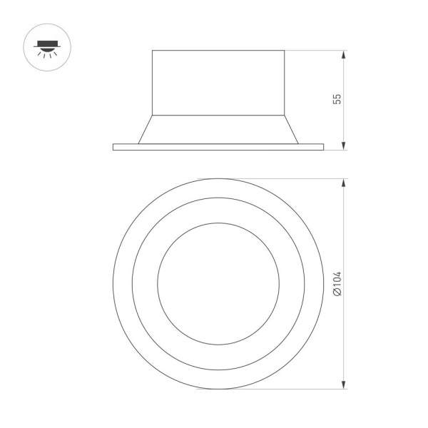 Светильник MS-BREEZE-BUILT-R104-12W Day4000 (WH, 90 deg, 230V) (Arlight, IP20 Металл, 3 года)