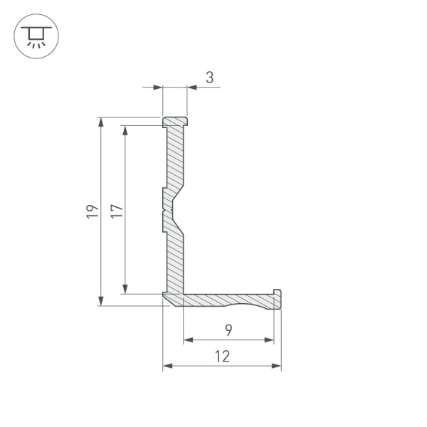 Профиль ALM-BASE-H10-2000 RAL9016 (Arlight, Алюминий)