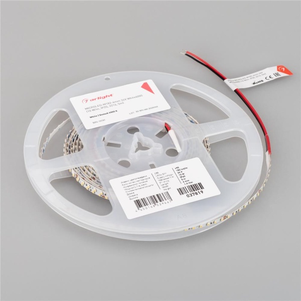 Светодиодная лента MICROLED-M182-4mm 24V White6000 (10 W/m, IP20, 2216, 5m) (Arlight, узкая)