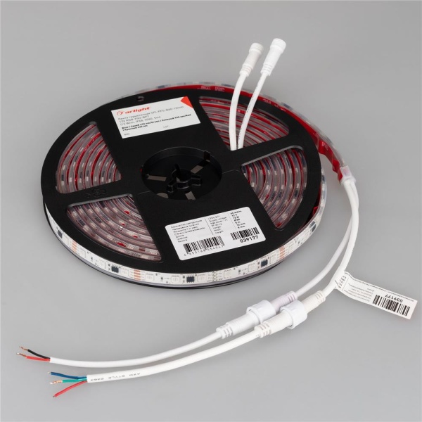 Светодиодная лента герметичная SPI-PFS-B60-12mm 12V RGB-PX3-BPT (12 W/m, IP68, 5060, 5m) (Arlight, бегущий огонь)
