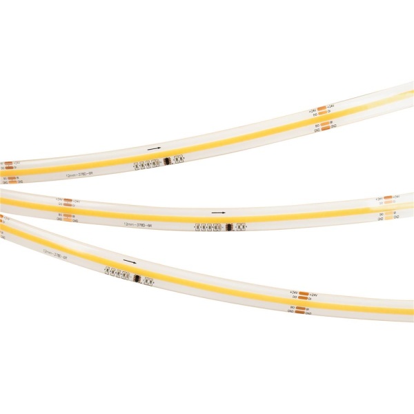 Светодиодная лента герметичная SPI-COB-SE-X378-12mm 24V White6000-PX63-BPT (7 W/m, IP65, 5m) (Arlight, бегущий огонь)