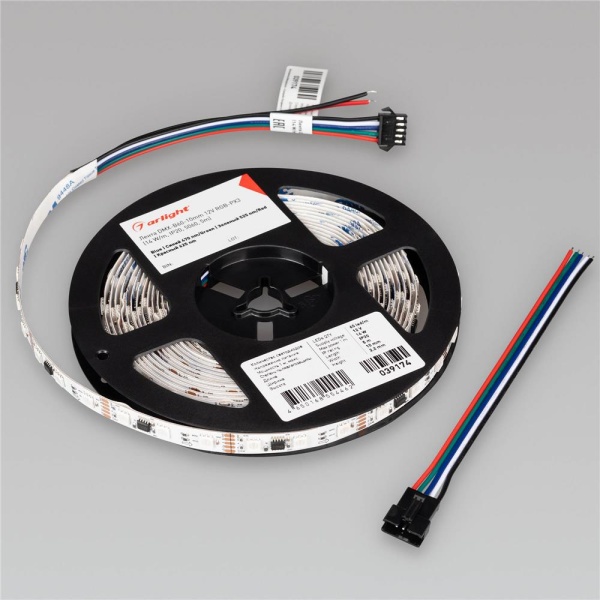 Светодиодная лента DMX-B60-10mm 12V RGB-PX3 (14 W/m, IP20, 5060, 5m) (Arlight, -)