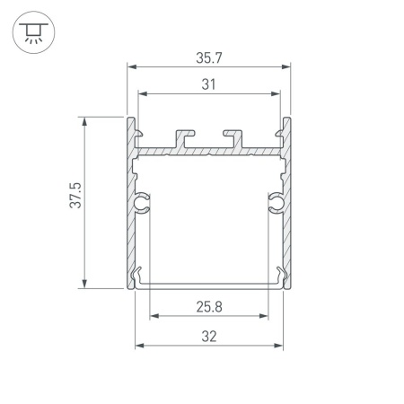 Профиль SL-LINE-3638-LW-2000 ANOD (Arlight, Алюминий)