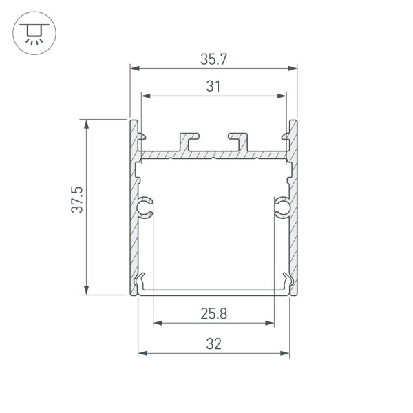 Профиль SL-LINE-3638-LW-2000 ANOD (Arlight, Алюминий)