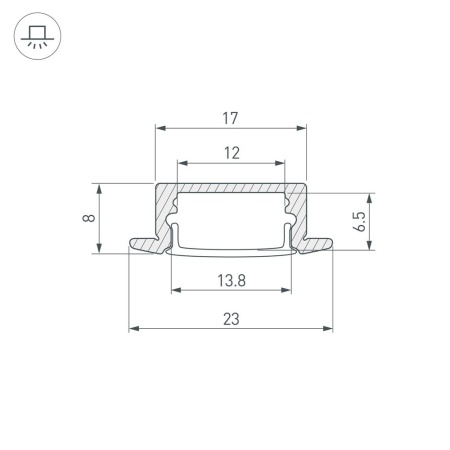 Профиль LINE-2308-F-2000 ANOD BLACK (Arlight, Алюминий)