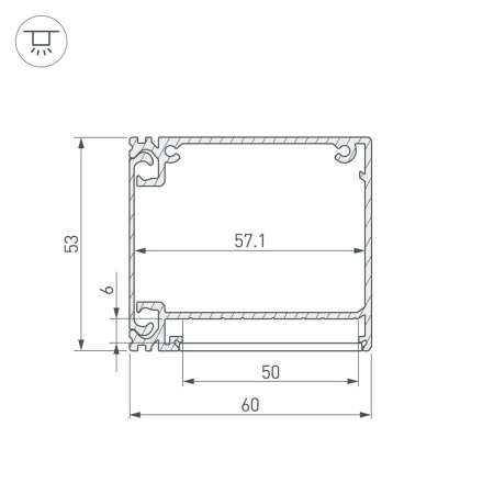 Профиль BOX60-SIDE-2000 ANOD (Arlight, Алюминий)