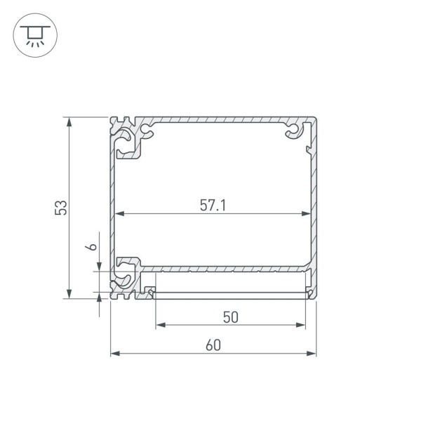 Профиль BOX60-SIDE-2000 ANOD (Arlight, Алюминий)