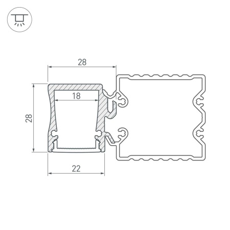 Профиль с экраном ALU-BASE-WH28-2000 ANOD+FROST (Arlight, Металл)