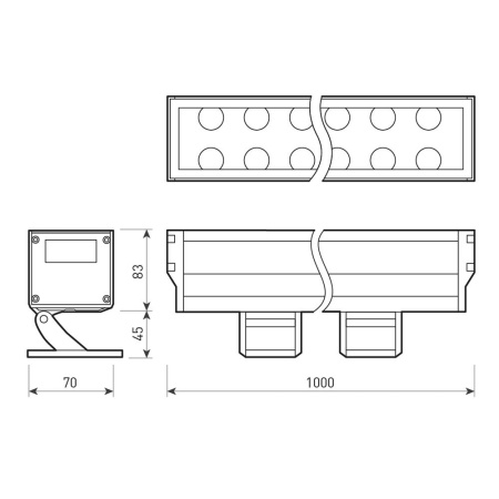 Светодиодный прожектор AR-LINE-1000XL-54W-24V RGB (Grey, 30 deg, DMX512) (Arlight, Закрытый)