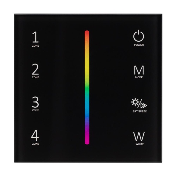 Панель Sens SMART-P30-RGBW Black (230V, 4 зоны, 2.4G) (Arlight, IP20 Пластик, 5 лет)